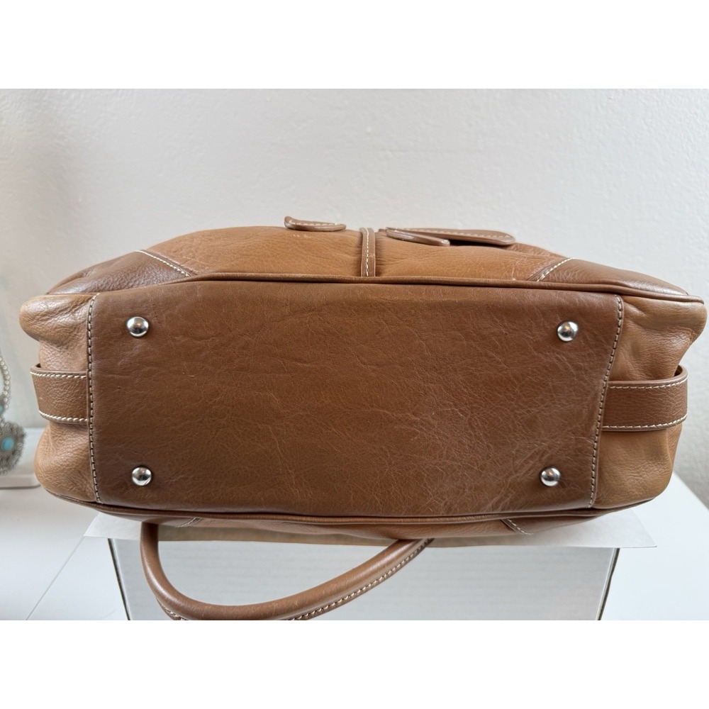 Vintage Y2K Barr + Barr New York Brown Leather Floral Slouchy Hobo Shoulder Bag - Picture 13 of 16
